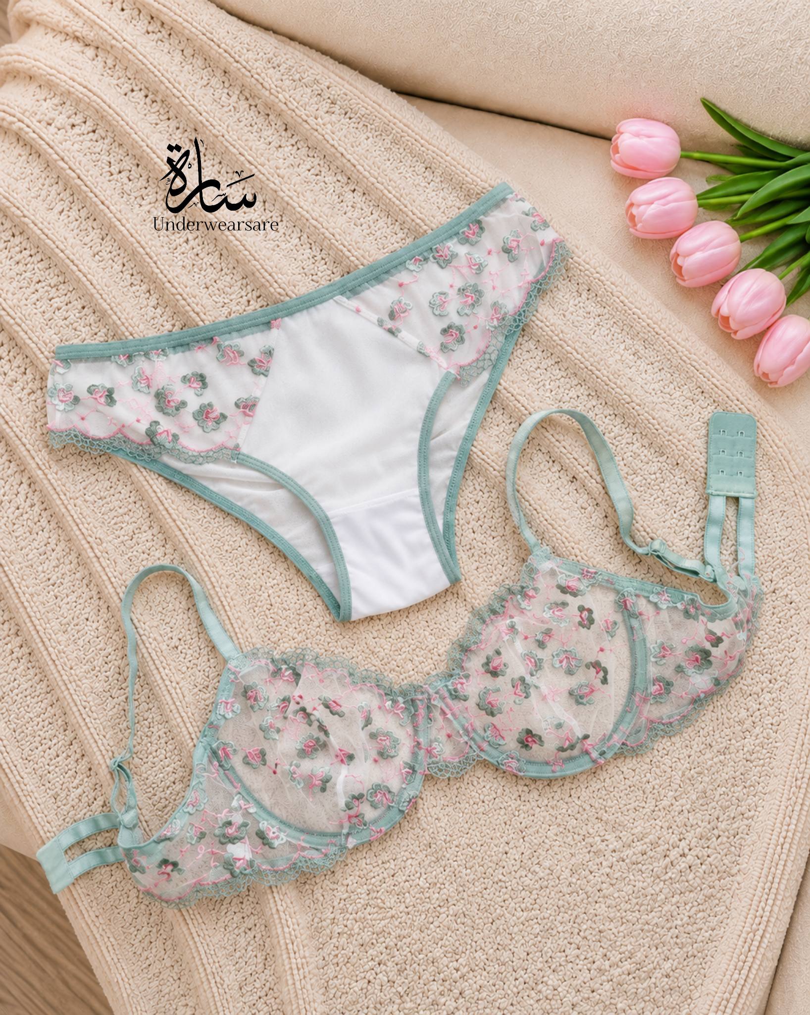 ست سوتین شورت فانتزی گلدار کد 39